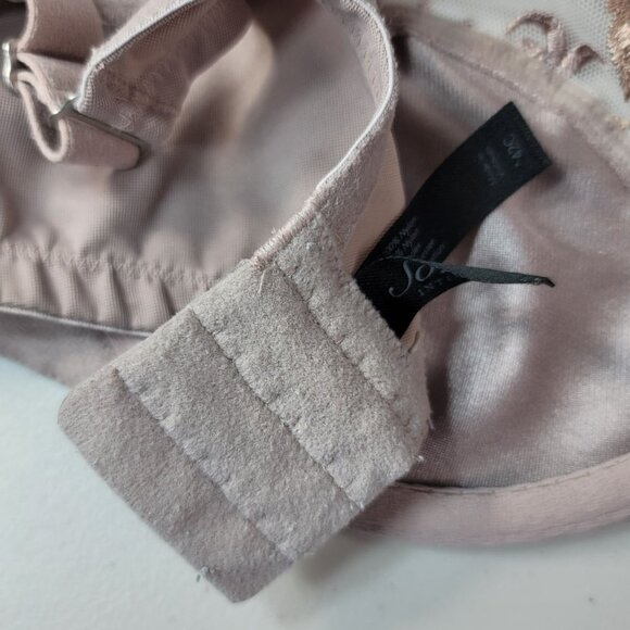 Soma Underwire Full Coverage Sheer Bra Cream Tan 42C Embroidered Unlined Lace - Picture 11 of 12